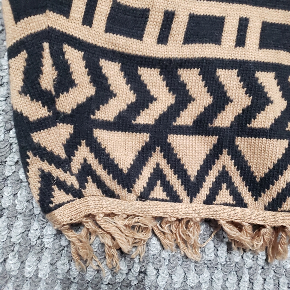 LoveRiche Tribal Aztec Print Fringe Cardigan Sweater Poncho Boho Festival Y2K - Picture 8 of 12